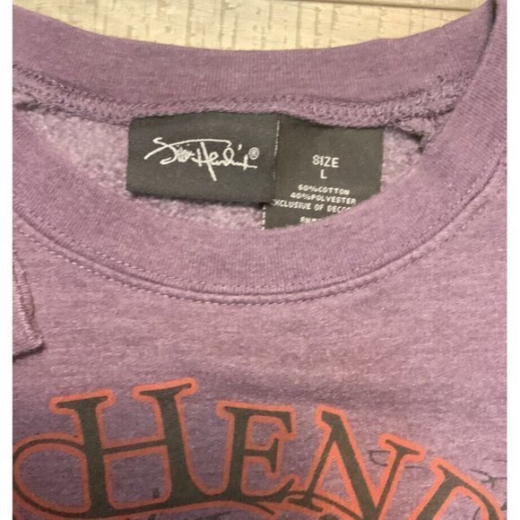 Jimi Hendrix Cropped Womens Large Purple Full Graphic Print Crew Neck Sweatshirt - Picture 6 of 10